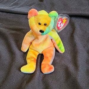 Vintage Ty Garcia Tie-Dye Bear Plush - Yellow, Orange, Green, Pink